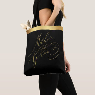 Elegante Black Gold Script Mutter der Groom Tasche