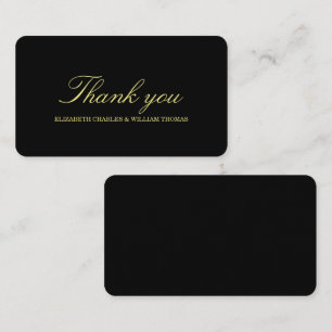 Elegante Black & Gold Script Wedding Dankeschön Ka Begleitkarte