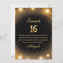 Elegante Black & Gold Sparkle Dankeschön Karte