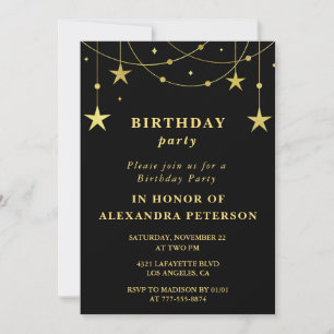 Elegante Black Gold Stars 97. Geburtstag Einladung