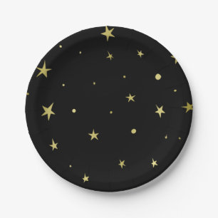 Elegante Black Gold Stars Paper Teller