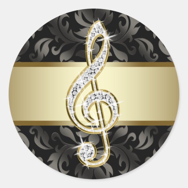 Elegante Black Gold Treble Clef Stickers (Vorderseite)