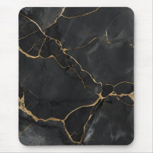 Elegante Black Gold Veins Office Mouse Pad