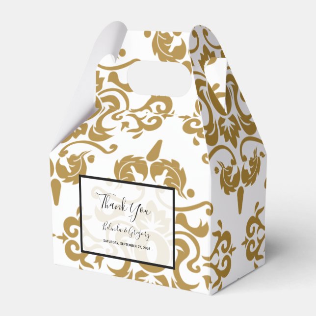 Elegante Black Gold Vintage Hochzeit Geschenkschachtel (Vorderseite)