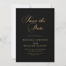 Elegante Black Gold Wedding Save The Date