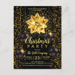 Elegante Black Gold Weihnachten Party Einladung