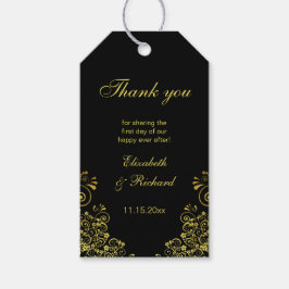 Elegante Black Gold Wirbel Vielen Dank Geschenkanhänger