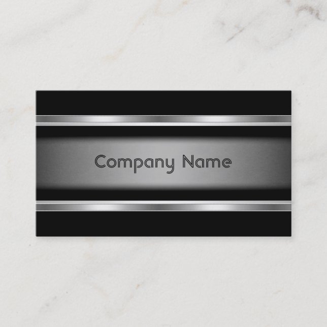 Elegante Black Gray Silver Business Card Company Visitenkarte (Vorderseite)
