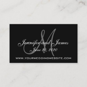 Elegante Black Gray Wedding Website Card Begleitkarte