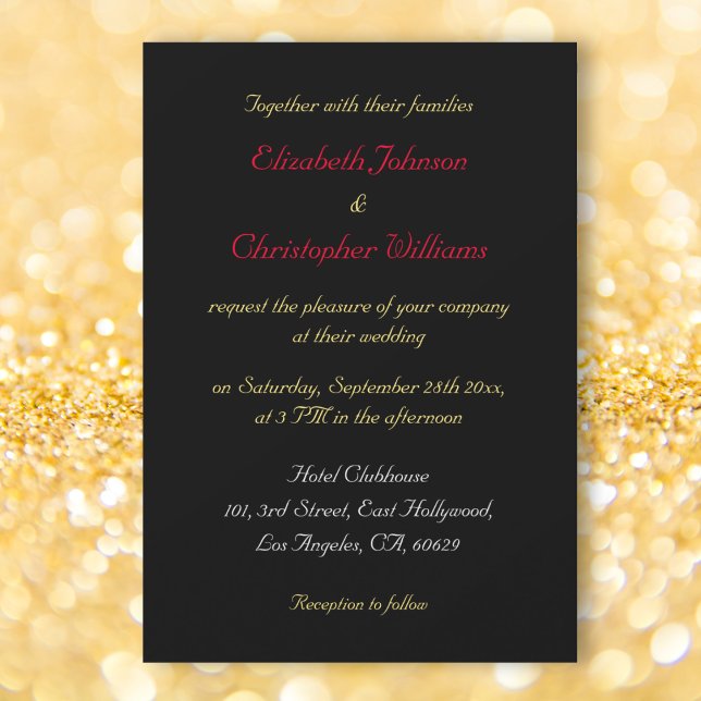 Elegante Black Imitats Gold Custom Wedding Einladu Einladung (Elegant Black Faux Gold Custom Wedding Invitation)