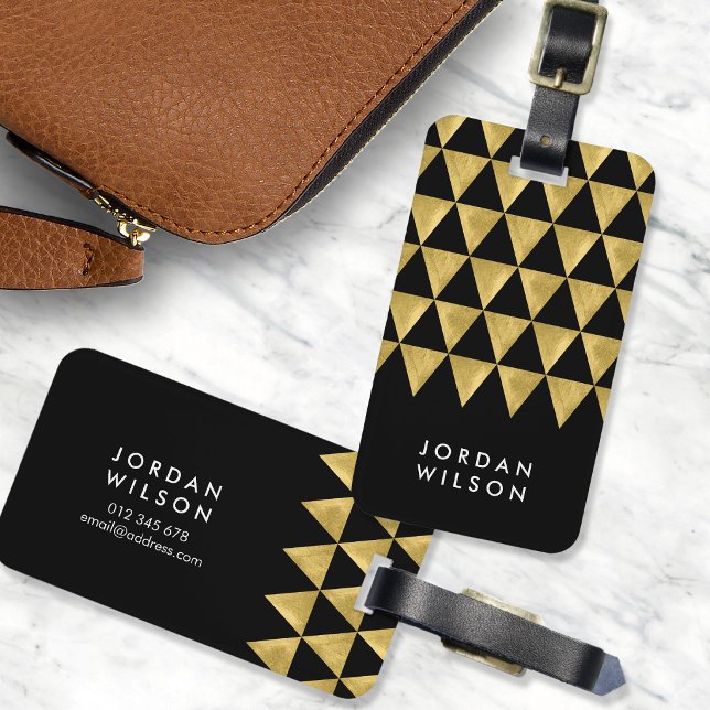 Elegante Black Imitats Gold Triangle Gepäckmarke Gepäckanhänger (Von Creator hochgeladen)