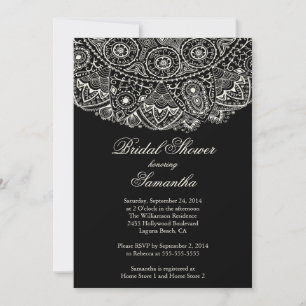 Elegante Black Lace Bridal Dusche Einladung