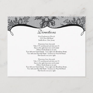 Elegante Black Lace Direction Card Begleitkarte