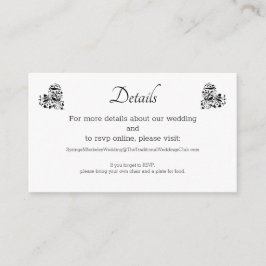 Elegante Black Lace-Hochzeitskarte Begleitkarte