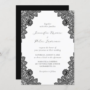 Elegante Black Lace Wedding Einladung