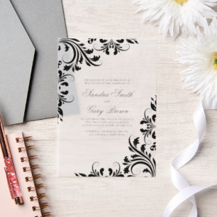 Elegante Black Lace White Damasks Hochzeit