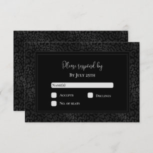 Elegante Black Leopard Print Wedding RSVP Karte