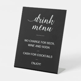 Elegante Black Limited Open Bar Drink Menu Wedding Sockelschild