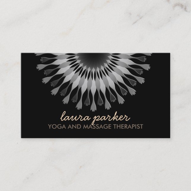 Elegante Black Lotus Blume Yoga Gesundheit Visitenkarte (Vorderseite)