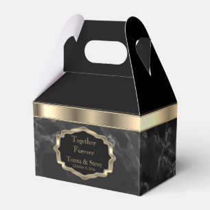 Elegante Black Marble and Gold Fevor Box Geschenkschachtel