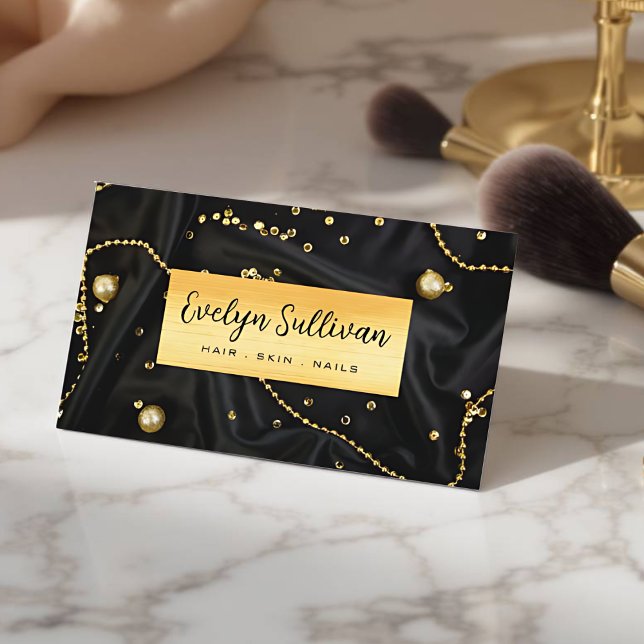 Elegante Black Marble Beauty Salon Business Card Visitenkarte (Beauty Salon Business Card)