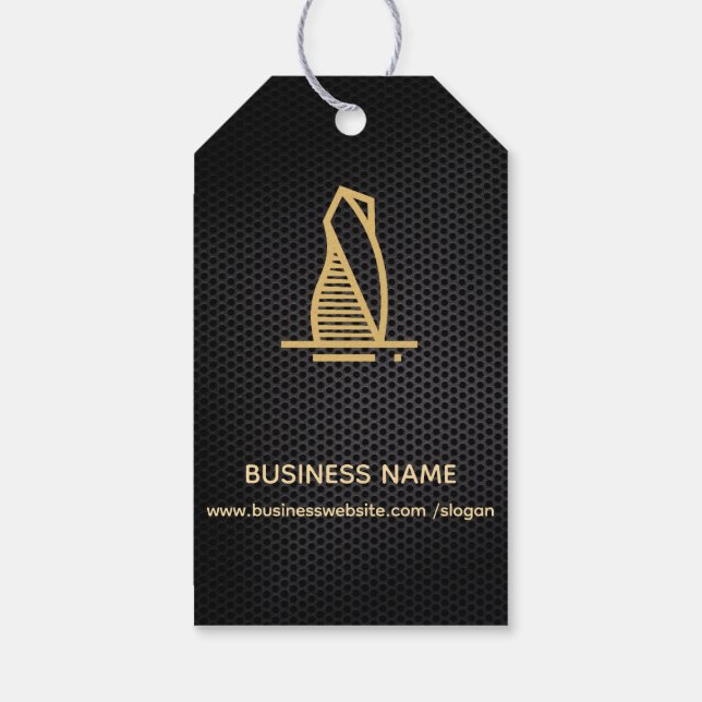 Elegante Black Metallic Real Anwesen Geschenktaste Geschenkanhänger (Rückseite)