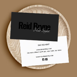 Elegante Black Modern Hair Stylist Business Card Visitenkarte