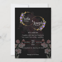 Elegante Black Modern Wedding Invitation Card Einladung