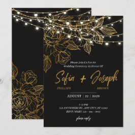 Elegante Black Modern Wedding Invitation Card Einladung