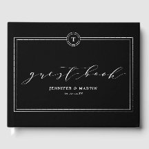 Elegante Black Monogram Calligrafy Wedding