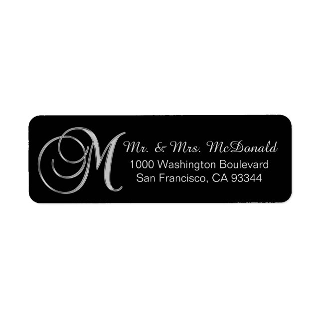 Elegante Black Monogram Letter 'M' Envelope Return (Vorne)