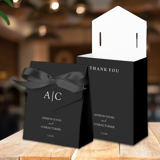 Elegante Black Monogram Wedding Geschenkschachtel (Von Creator hochgeladen)