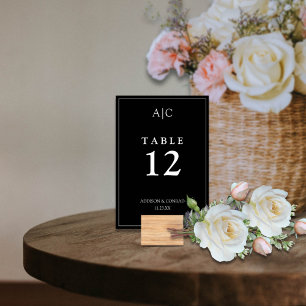 Elegante Black Monogram Wedding Tischnummer