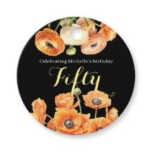 Elegante Black Orange Floral 50. Geburtstagsparty