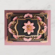 Elegante Black Pink 3D Blume Design Greetings Card
