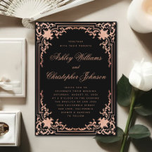 Elegante Black Pink Calligraphy Vintage Wedding
