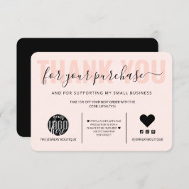 Elegante Black Pink Script Logo Kunde Vielen Dank Dankeskarte