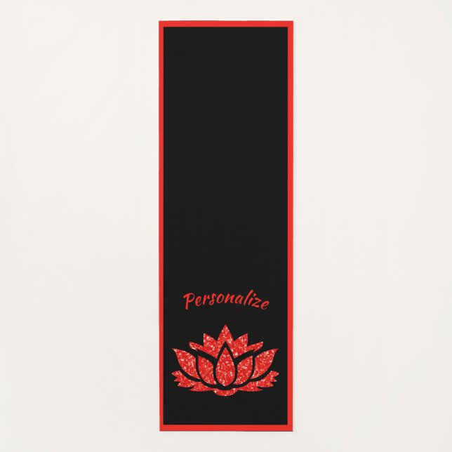 Elegante Black Red Lotus Blume Zen Yoga Namaste Yogamatte (Vorderseite)