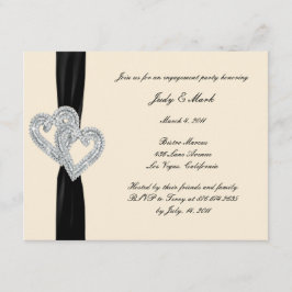 Elegante Black Ribbon Engagement Party Einladung