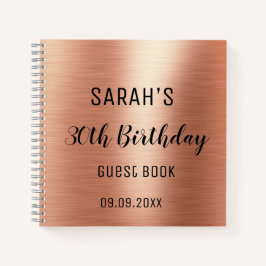 Elegante Black Rose Gold 30. Geburtstagsgast Notizbuch