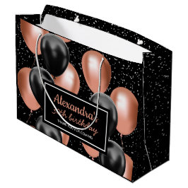 Elegante Black Rose Gold Ballon Geburtstag Große Geschenktüte