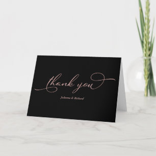 Elegante Black Rose Gold Foil Script Vielen Dank Karte