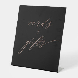 Elegante Black Rose Gold Script Cards Geschenke Sockelschild