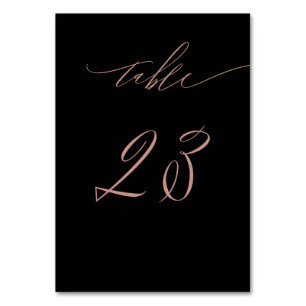 Elegante Black Rose Gold Script No. 23 Wedding Tischnummer