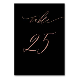 Elegante Black Rose Gold Script No. 25 Wedding Tischnummer