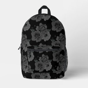 Elegante Black Rose Goth Ästhetik Bedruckter Rucksack