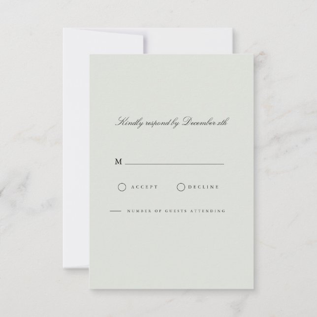 Elegante Black & Sage Green RSVP-Karte RSVP Karte (Rückseite)