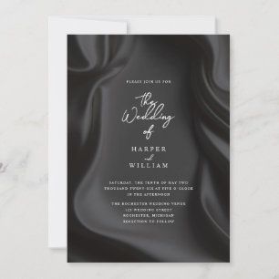 Elegante Black Satin Hochzeit Einladung