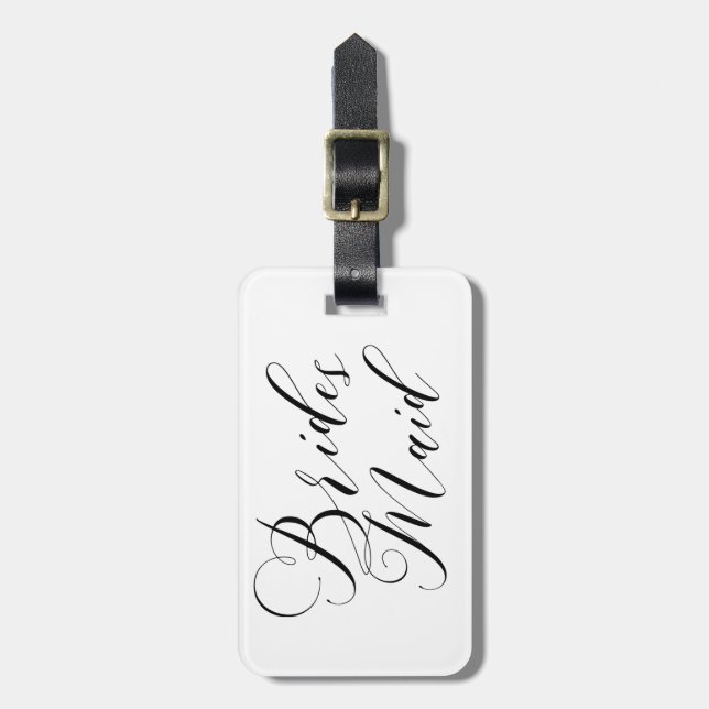 ELEGANTE BLACK SCRIPT BRIDESMAID GEPÄCKANHÄNGER (Vorderseite vertikal)