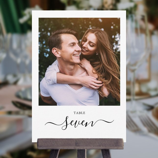 Elegante Black Script-Foto-Tischnummer Einladung (Von Creator hochgeladen)